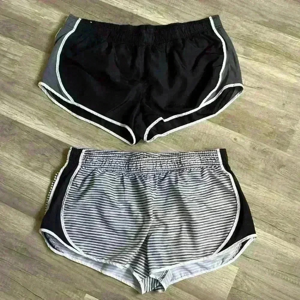 💚3/$15 2 Pairs of Lined Shorts Size XL Black & Gray and Black & White Striped